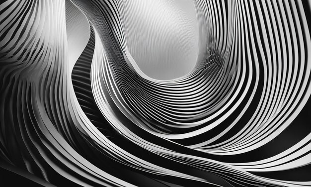 Padrão hipnótico abstrato com linhas listradas em preto e branco