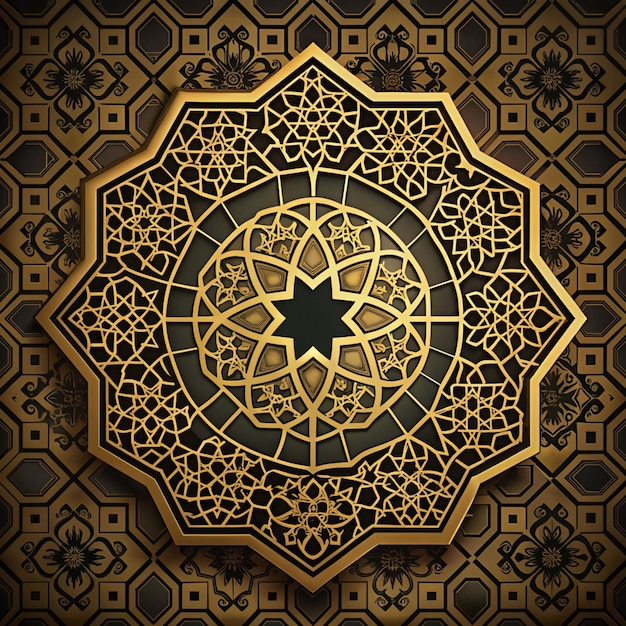 Foto padrão islâmico fundo dourado preto