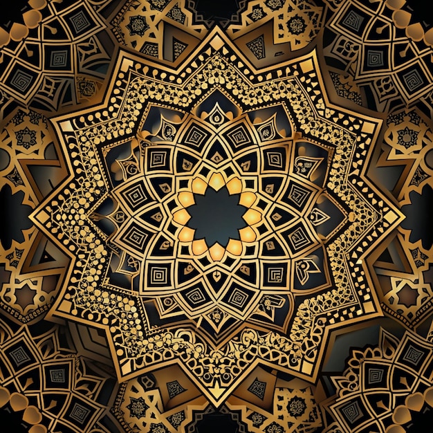 padrão islâmico fundo preto marrom dourado