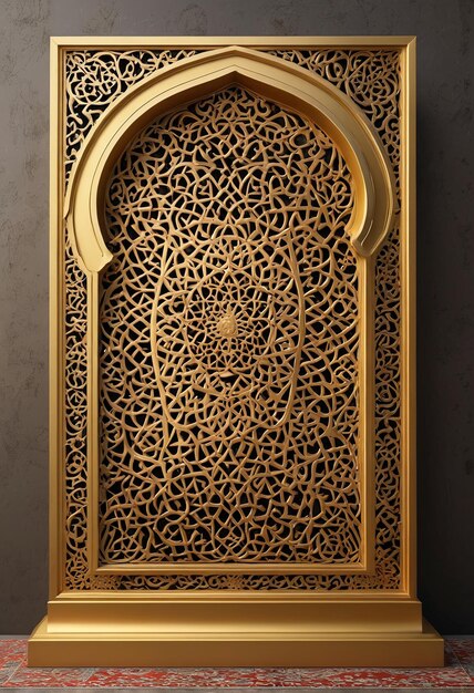 padrão islâmico textura papel de parede fundo suportar pano de fundo uma tela de metal dourado com um geométrico