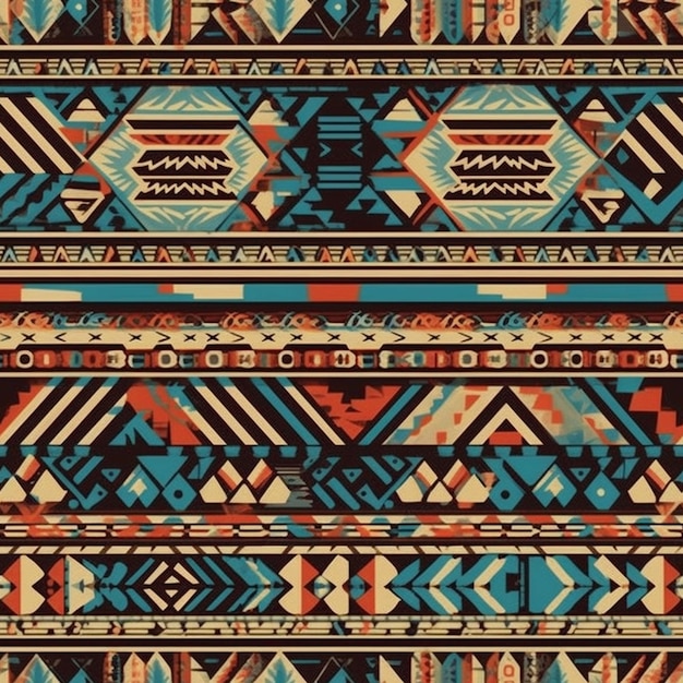 Padrão nativo americano Tribo Navajo tribo pueblo azulejo textura de design sem costura IA generativa