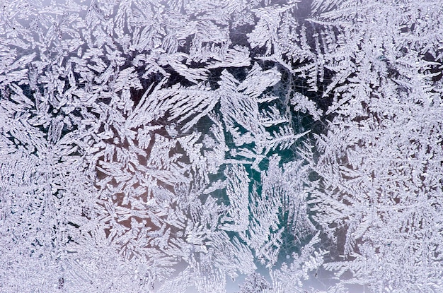 Padrão natural gelado na janela de inverno