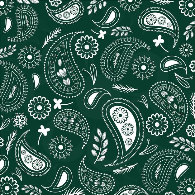 padrão paisley com fundo verde