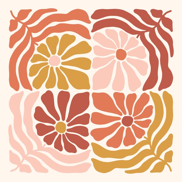 padrão perfeito com flores e folhas desenhadas à mão