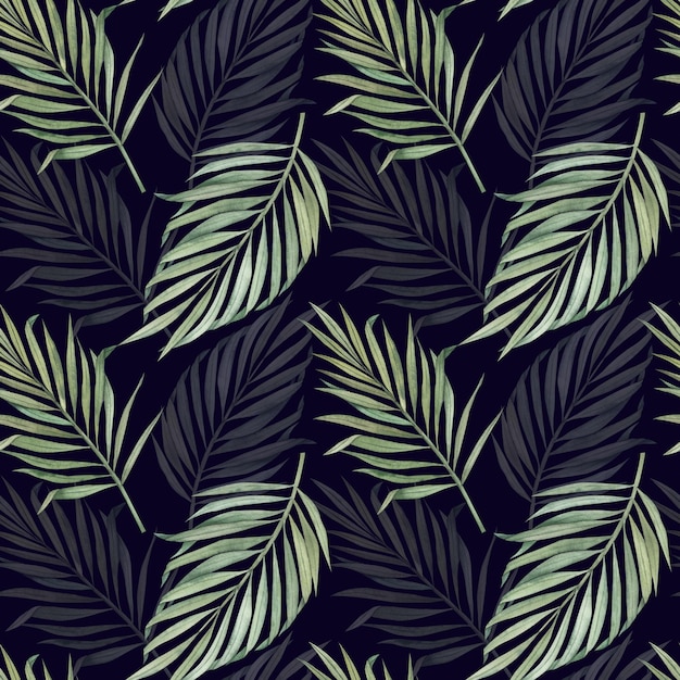 Padrão perfeito com folhas de palmeira tropical aquarela ilustração para produtos de impressão de fundo de embrulho