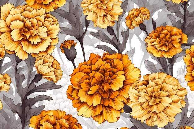 Padrão perfeito com ilustração de flores de crisântemo