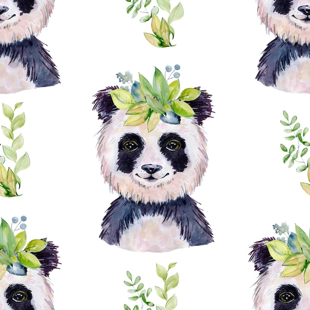 Padrão perfeito de aquarela de panda