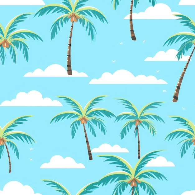 Padrão perfeito de férias de palmeiras na praia de verão