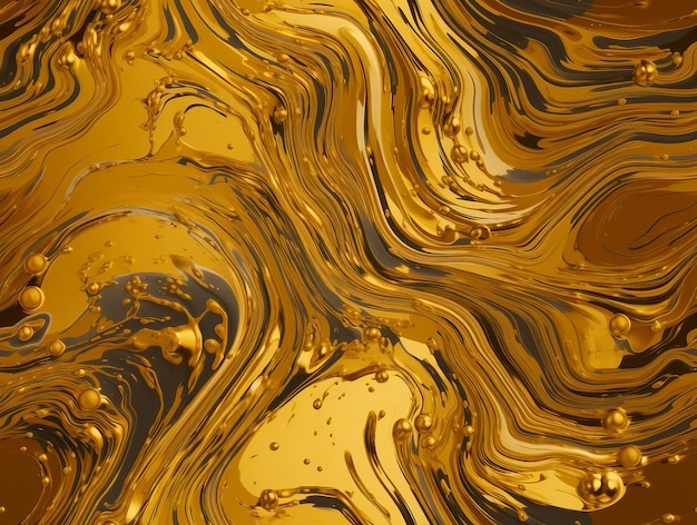 Padrão perfeito de fundo de textura de metal dourado derretido líquido gerado por ai