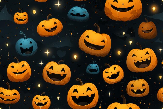 Foto padrão perfeito de halloween com abóboras em fundo preto