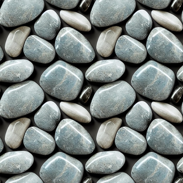 Padrão perfeito de pedras do mar Seixos arredondados polidos repetindo o fundo Ilustração 3D realista