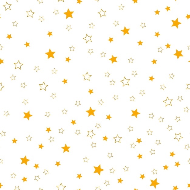 Foto padrão perfeito de pequenas estrelas douradas em um fundo branco isolado