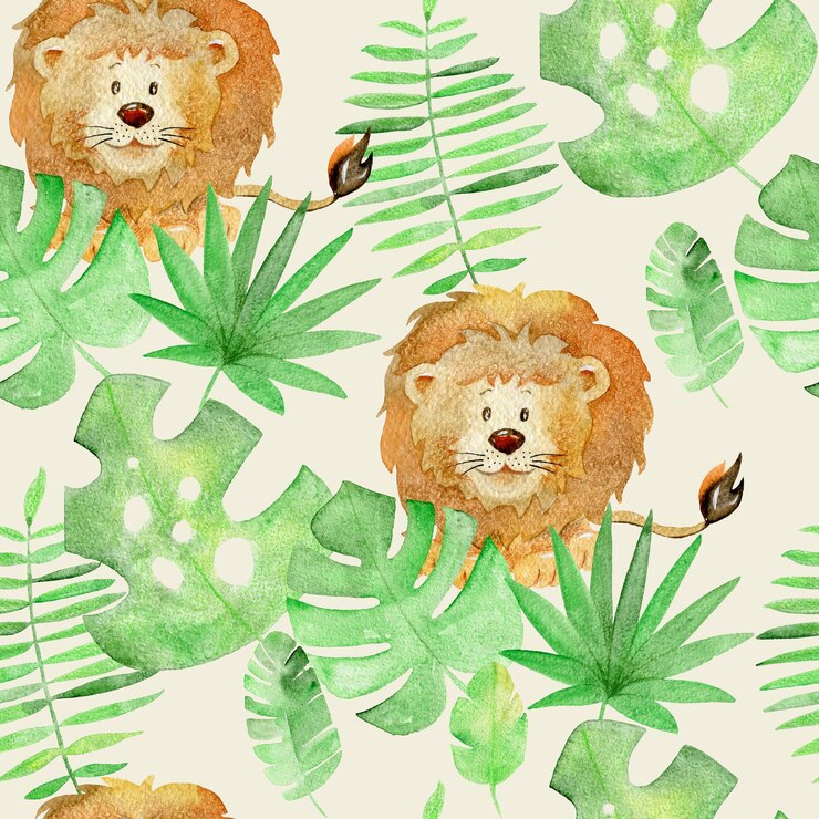 Foto padrão sem costura aquarela com papel de parede exótico de animais desenhados à mão para papel de embrulho de tecido