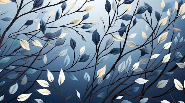 padrão sem costura azul abstrato com raster de folhas