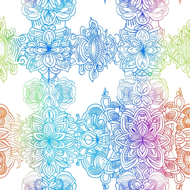padrão sem costura colorido com um desenho floral em azul e verde