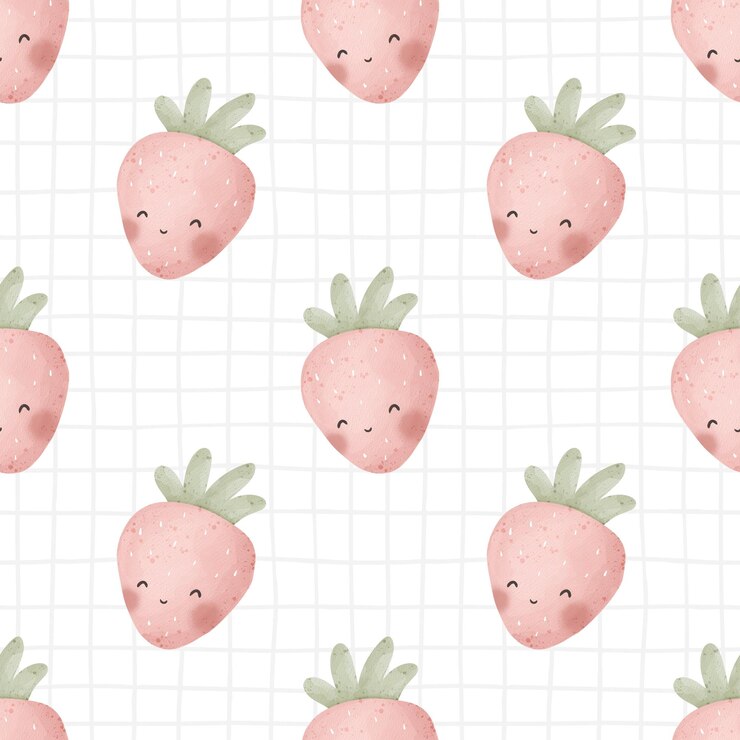 Foto padrão sem costura com morangos de desenho animado ilustração colorida desenho à mão estilo plano