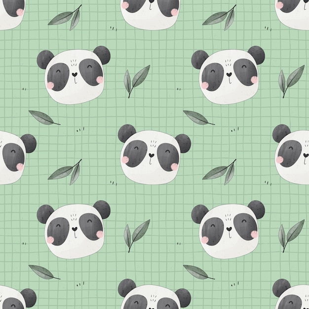 Padrão sem costura com panda de desenho animado ilustração colorida para crianças desenho à mão estilo plano
