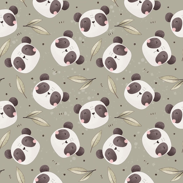 Padrão sem costura com panda de desenho animado ilustração colorida para crianças desenho à mão estilo plano