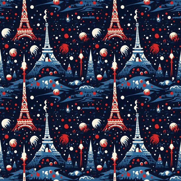 Padrão sem costura da Torre Eiffel de Natal