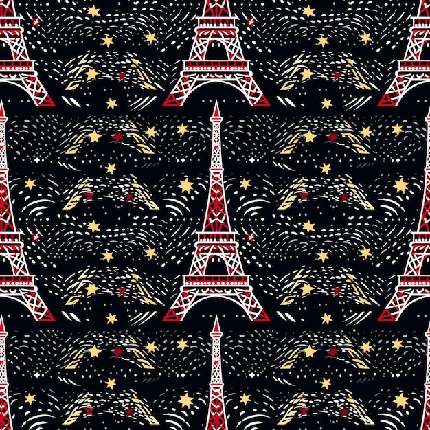 Foto padrão sem costura da torre eiffel de natal