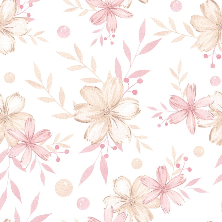 Foto padrão sem costura de aquarela com flores cor-de-rosa padrão bonito com pequenas flores folhas e bagas impressão floral rosa para o dia dos namorados meninas papel de parede rosa feminino com flores estilo asiático