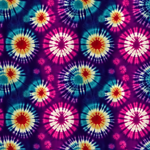 Padrão sem costura de estilo tie dye colorido Fundo de ornamento batik hippie Ilustração 3D digital