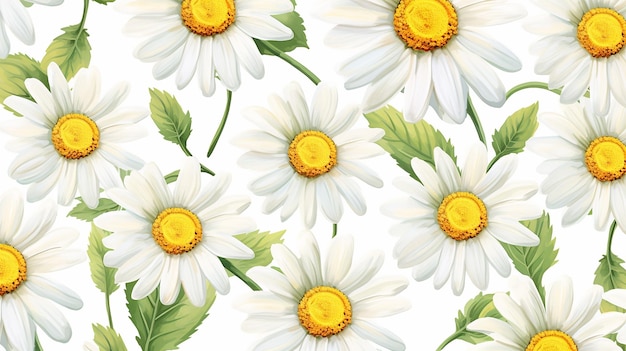 Padrão sem costura de flor margarida em fundo branco fundo de textura de flor margarida