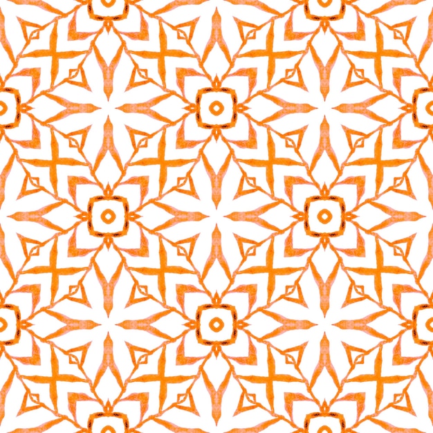 Padrão sem costura de mosaico boho simétrico laranja