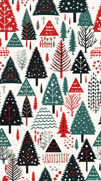 Foto padrão sem costura de natal fundo de natal feliz padrão de férias de inverno com árvores xmas