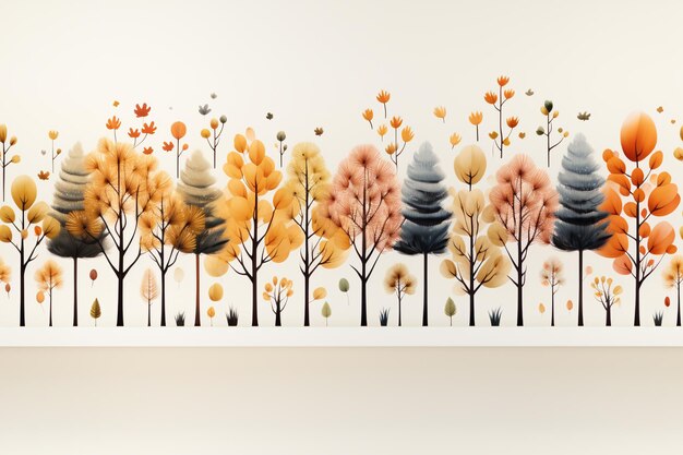 Foto padrão sem costura de todas as estações árvores para papel de parede borda web design ou impressão ia gerativa