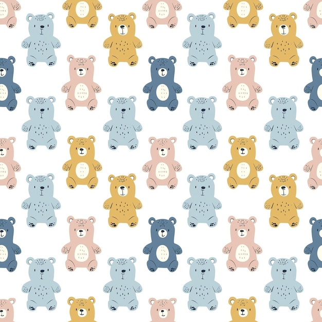 Foto padrão sem costura de ursos de pelúcia pode ser usado para papel de parede de embrulho de presente