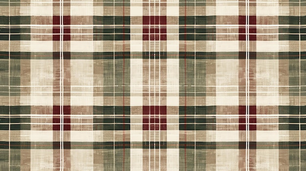 Padrão sem costura em plaid Tartan clássico em plaid em textura verde-marrom e bege Grunge