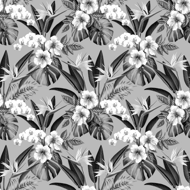 padrão sem costura flor floral flor folhas ilustração doodle natureza animal para papel de parede papel de presente de convite de casamento