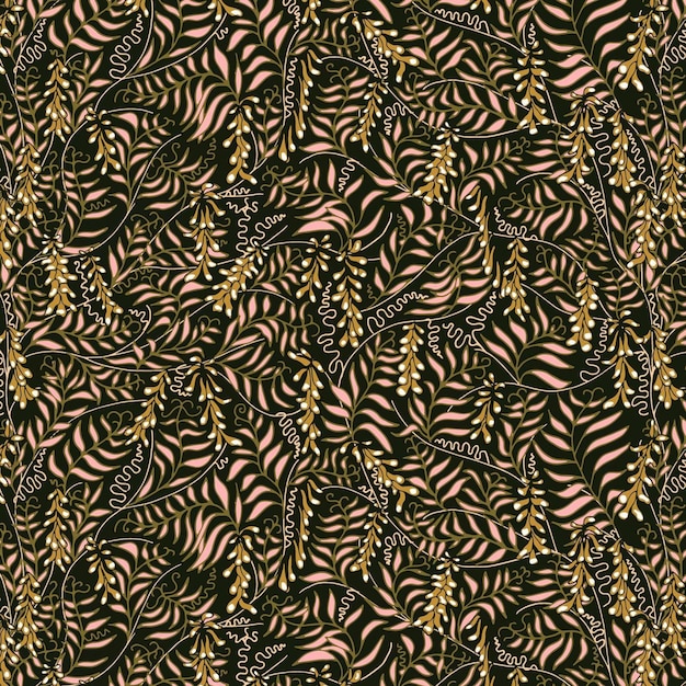 padrão sem costura flor floral folhas ilustração doodle natureza animal para papel de parede cartão postal cartões convite de casamento