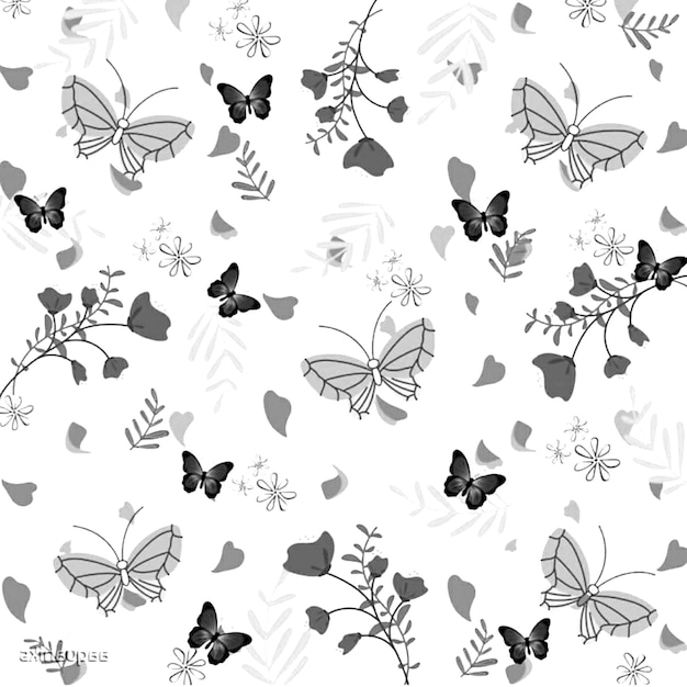 Foto padrão sem costura flor floral folhas ilustração doodle natureza animal para papel de parede cartões postais convite de casamento papel de presente