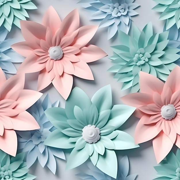 Padrão sem costura floral 3D para impressões digitais