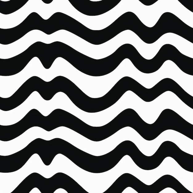 Foto padrão sem costura preto e branco com um fundo de linhas onduladas.