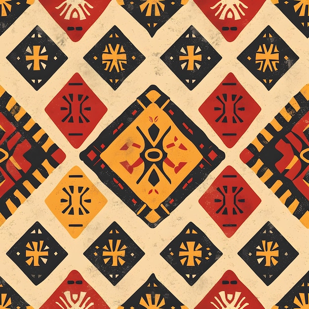 Padrão sem costuras de tecido Kente geométrico africano Impressão e fundo étnicos coloridos