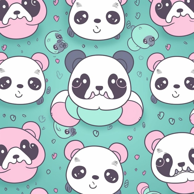 Kawaii Panda E Fundo Do Vetor De Frutos Sem Costura. Ursos De Desenho  Animado E Frutos De Caráter Rindo Espalhados a Rosa Ilustração do Vetor -  Ilustração de backdrop, urso: 215254027