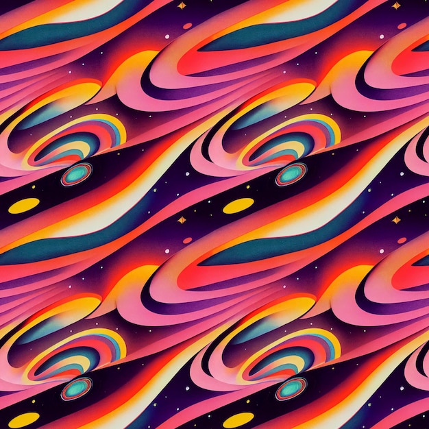 Padrão sem emenda cósmico retrô psicodélico trippy Fundo futurista abstrato vintage