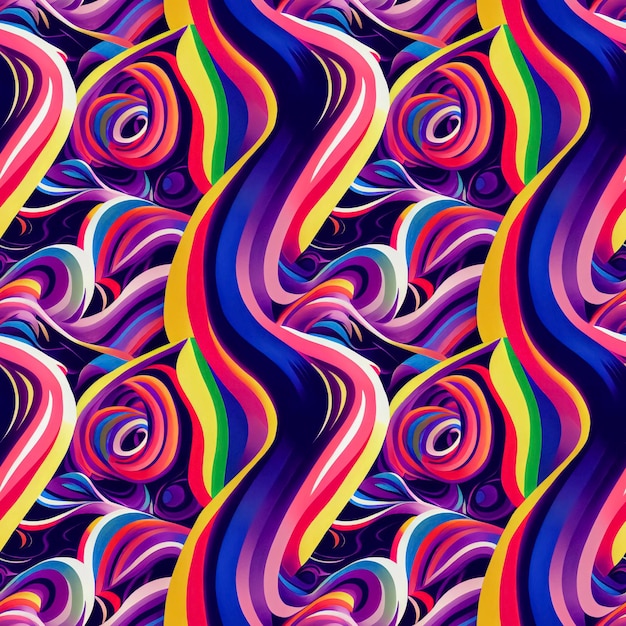 Padrão sem emenda cósmico retro trippy psicodélico ilustração 3d de fundo futurista abstrato