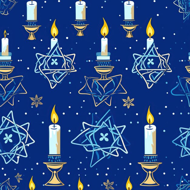 Padrão sem emenda de decoração de vela de Hannukah gerado por IA