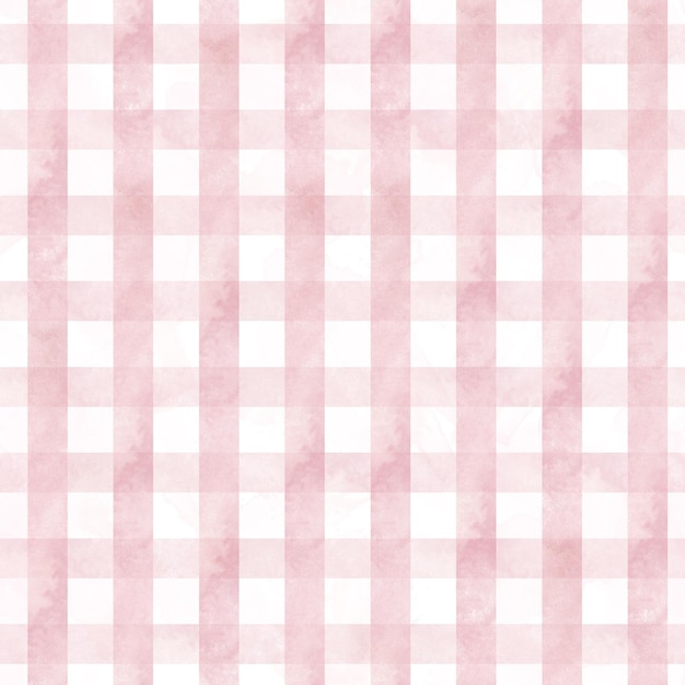 Padrão sem emenda de gingham rosa pinceladas de tinta de verão listras em aquarela textura tartan