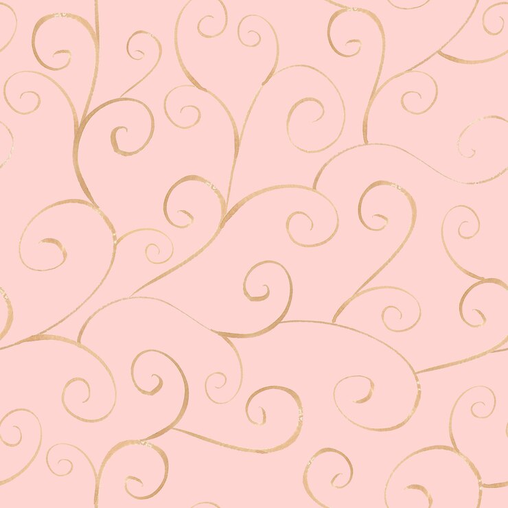 Foto padrão sem emenda de linha ornamental dourada desenhada à mão em aquarela na superfície rosa claro