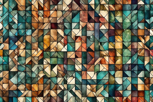 Padrão sem emenda de mosaico colorido com efeito grunge