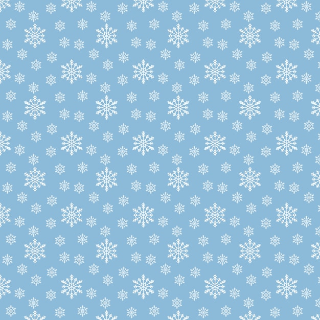 Padrão sem emenda de Natal com flocos de neve na superfície azul pastel