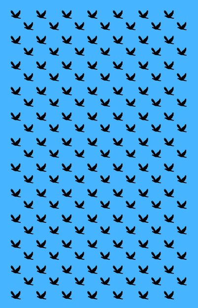 Padrão sem emenda de pombo voador preto em fundo azul celeste