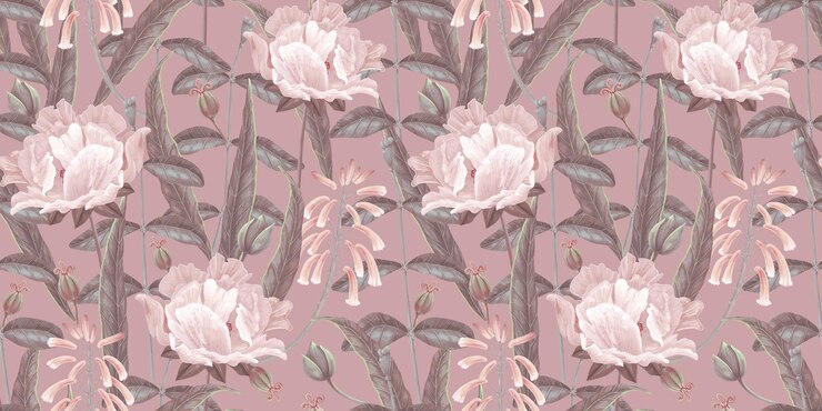 Foto padrão sem emenda floral com peônias brancas delicadas fundo vintage papel de parede de ervas de flores