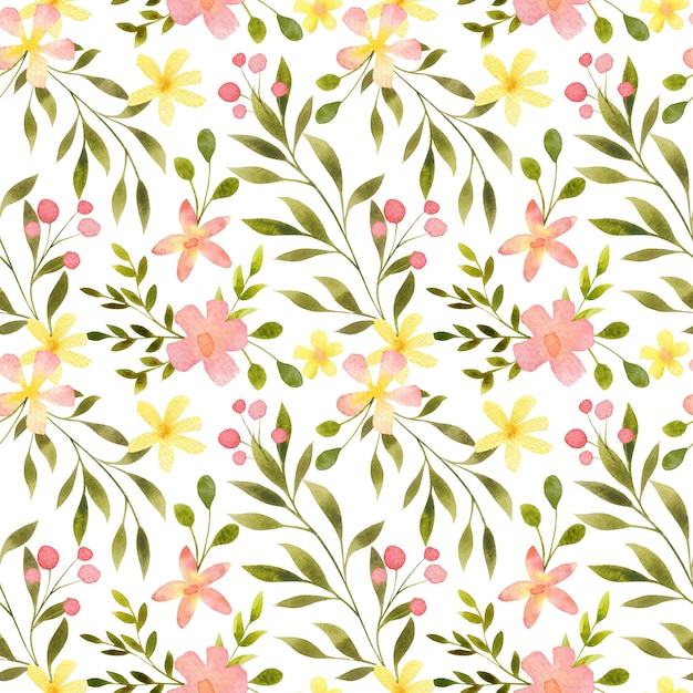 Padrão sem emenda floral em aquarela. mão-extraídas delicada impressão de repetição botânica. flores e folhas de design vintage. fundo bonito para têxteis, tecidos, vestuário, papel de embrulho, embalagens, papel de parede.