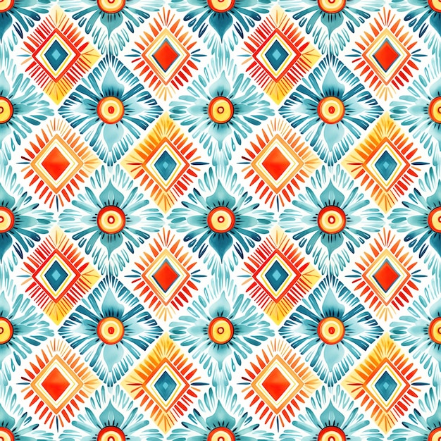 padrão tribal abstrato sem costura em cores azul e laranja